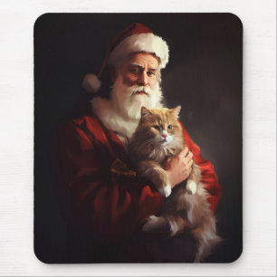 Turkse Angorakat Kerstman Feestelijke Kerstmis  Muismat