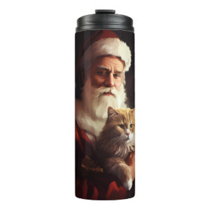 Turkse Angorakat Kerstman Feestelijke Kerstmis Thermosbeker