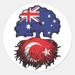 Turkse Australische Australië - boomstammen Ronde Sticker