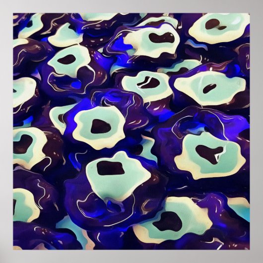 Turkse Boncuk Eye Shaped Amulet Bizarre Art Poster (Voorkant)