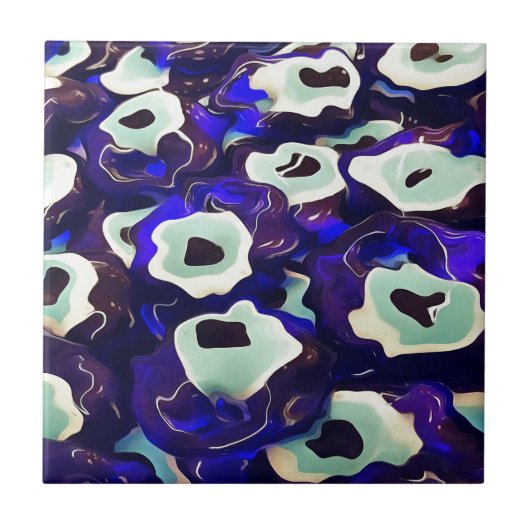 Turkse Boncuk Eye Shaped Amulet Bizarre Art Tegeltje (Voorkant)