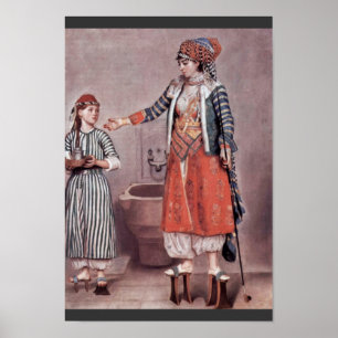 Turkse dame met dienstmeisje van Liotard Jean-‰ Ti Poster