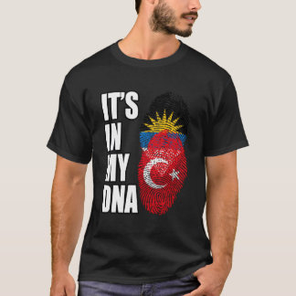 Turkse en Antiguaanse mix erfgoed DNA vlag T-shirt