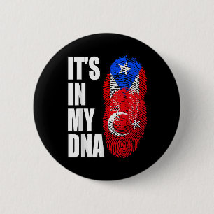 Turkse en Puerto Ricaanse mix erfgoed DNA vlag Ronde Button 5,7 Cm