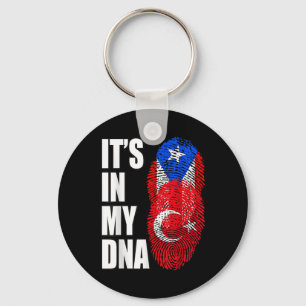 Turkse en Puerto Ricaanse mix erfgoed DNA vlag Sleutelhanger