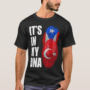 Turkse en Puerto Ricaanse mix erfgoed DNA vlag T-shirt