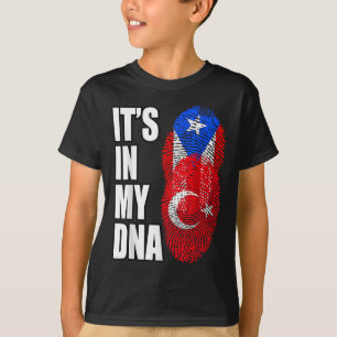 Turkse en Puerto Ricaanse mix erfgoed DNA vlag T-shirt
