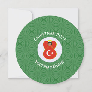 Turkse Engel Vlag Kerst Rond Kaart
