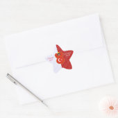 Turkse engel vlag op rood en wit Persoonlijk gemaa Ster Sticker (Envelop)