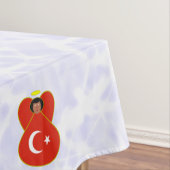 Turkse engelenvlag op rood en wit gepersonaliseerd tafelkleed (Voorbeeld)
