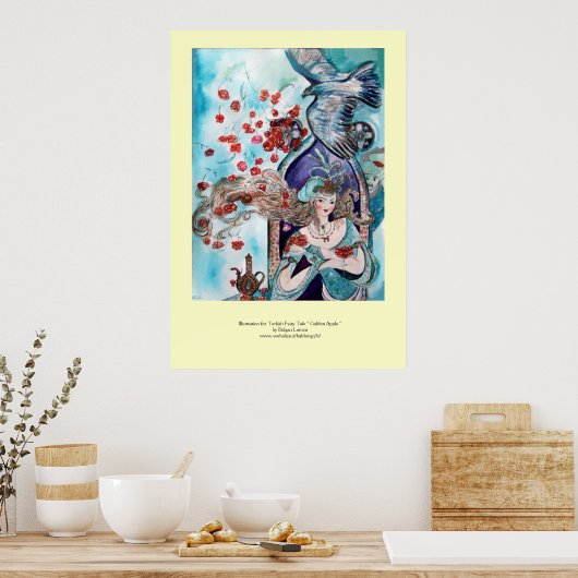 TURKSE FAIRY TALE / PRINCESS, RODE ROSEN EN HAWK POSTER (Keuken)