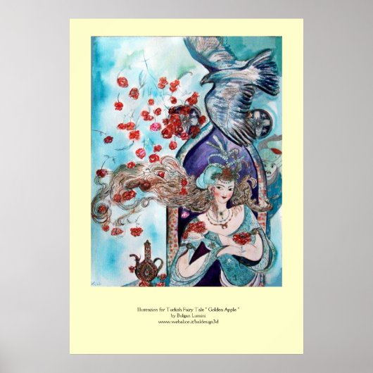 TURKSE FAIRY TALE / PRINCESS, RODE ROSEN EN HAWK POSTER (Voorkant)