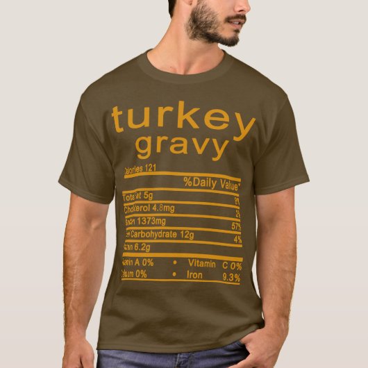 turkse gravy Nutrition Facts Funny Thanksgiving T-shirt (Voorkant)
