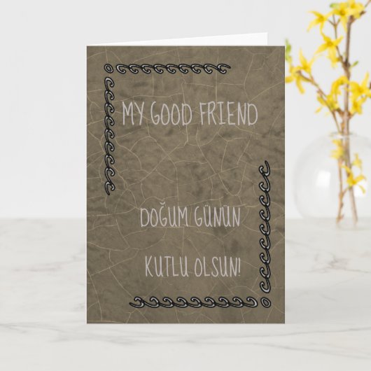 Turkse Happy Birthday Kaart (Gele Bloem)