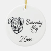 Turkse Herder Hond Aangepaste Naam & Jaar Line Art Keramisch Ornament (Voorkant)