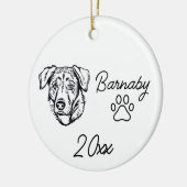 Turkse Herder Hond Aangepaste Naam & Jaar Line Art Keramisch Ornament (Links)