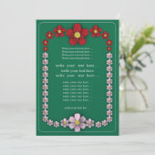 Turkse huwelijksuitnodiging met bloemen kaart (Staand voorkant)