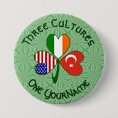 Turkse Ierse vlaggen Shamrock Personalizeerd Ronde Button 7,6 Cm (Voorkant)
