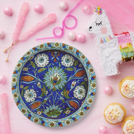Turkse Iznik Flower Motif for Wedding Papieren Bordje (Feest)