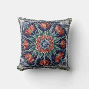 Turkse Iznik Tulp Kussen Kobalt Medaillon