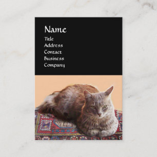 TURKSE KAT OP DE OUDE CARPET-MONOGRAM VISITEKAARTJE