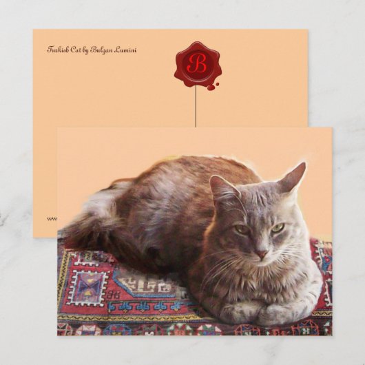 TURKSE KAT OP DE OUDE VLOERBEDDING BRIEFKAART (Voorkant / Achterkant)