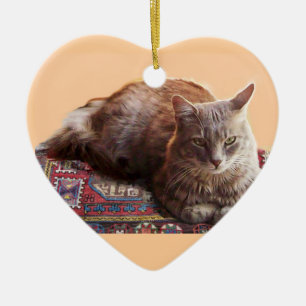 TURKSE KAT OP HET OUDE KARPJE KERAMISCH ORNAMENT