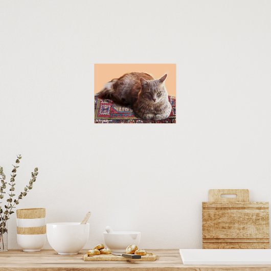 TURKSE KAT OP HET OUDE TAPijt Poster (Keuken)