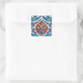 Turkse Keramische Bloem Vierkante Sticker (Tas)