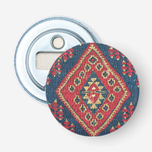 Turkse Kilim Tapijt Vloerkleed Antiek Rood Blauw Button Flesopener