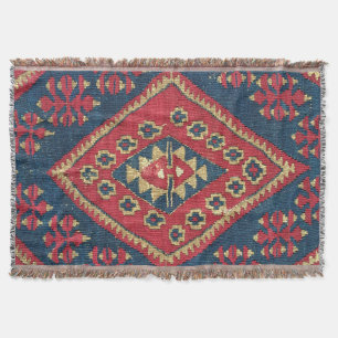 Turkse Kilim Tapijt Vloerkleed Antiek Rood Blauw Deken