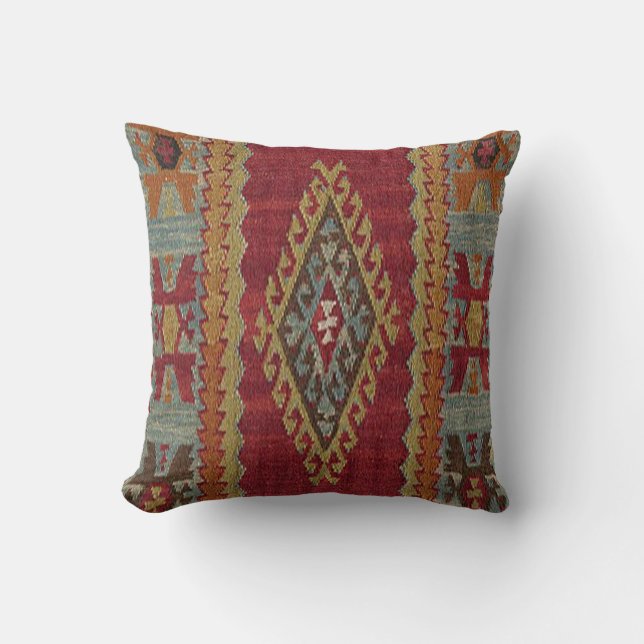 Turkse Kilim Tapijt Vloerkleed Kussen (Voorkant)