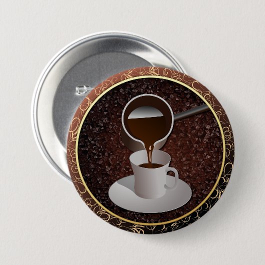 Turkse koffie ronde button 7,6 cm (Voorkant /achterkant)