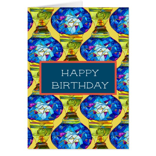 Turkse lampen blauwe mozaïekkunst voor waterverf (Voorkant)