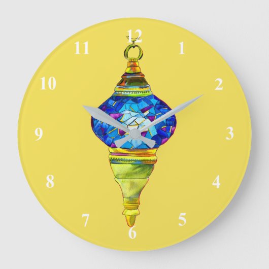 Turkse lampen blauwe mozaïekkunst voor waterverf grote klok (Voorkant)