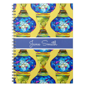 Turkse lampen blauwe mozaïekkunst voor waterverf notitieboek