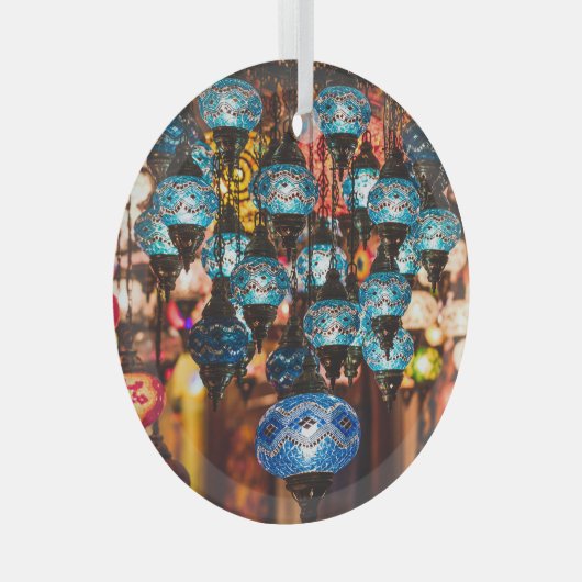 Turkse lampen: mozaïekglaskunst glas ornament (Voorkant Rechts)