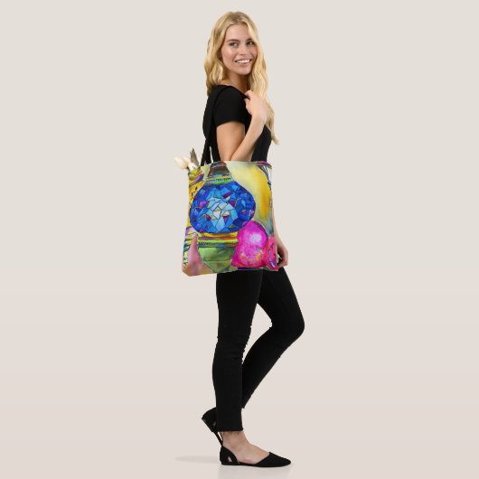 Turkse lampen mozaïekkunst waterverf tote bag (Op model)