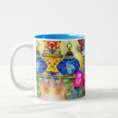 Turkse lampen mozaïekkunst waterverf tweekleurige koffiemok (Links)