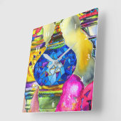 Turkse lampen mozaïekkunst waterverf vierkante klok (Hoek)