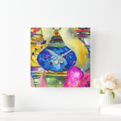 Turkse lampen mozaïekkunst waterverf vierkante klok (Huis)