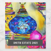 Turkse lampen waterverf fijn kunstwijnlabel wijn etiket (Enkel label)