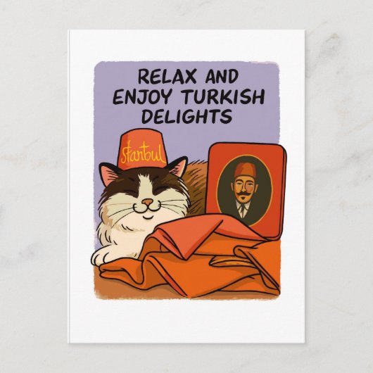Turkse lekkernijen & katten slaapjes briefkaart (Voorkant)