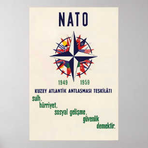 Turkse NATO Poster 10 jaar vrede, vrijheid