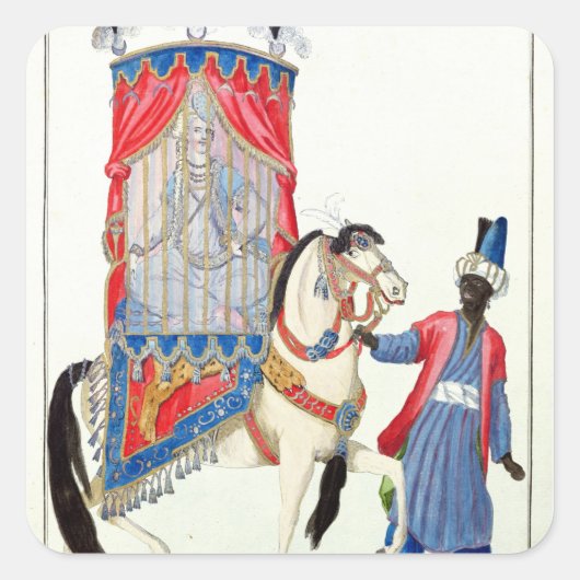 Turkse prinses op weg naar de moskee vierkante sticker (Voorkant)