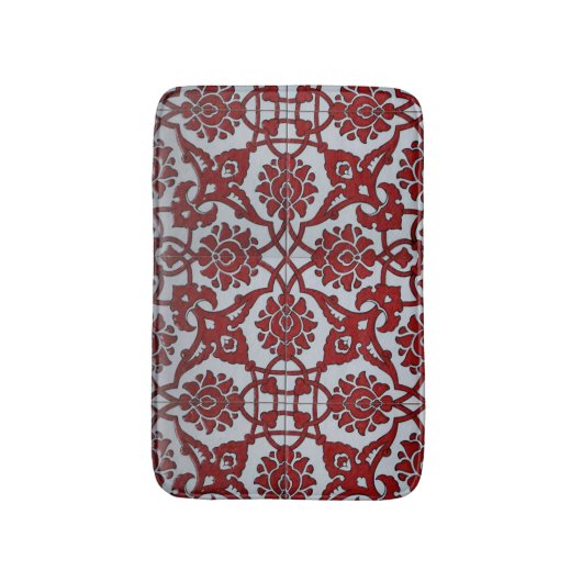 Turkse rode keramische flora badmat (Voorkant Verticaal)