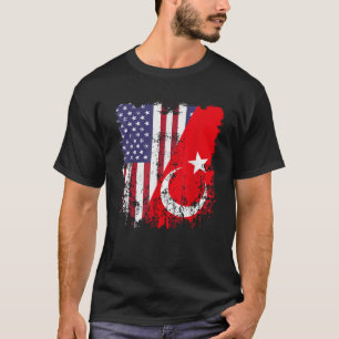 Turkse roots halve Amerikaanse vlag Turkije vlag T-shirt