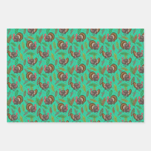 turkse rover in het bospatroon inpakpapier vel (Voorkant)