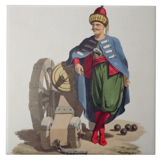 Turkse soldaat uit 'Costumes of the Dious Nat' Tegeltje (Voorkant)