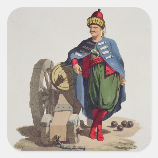 Turkse soldaat uit 'Costumes of the Dious Nat' Vierkante Sticker (Voorkant)